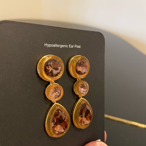 NWT J. Crew triple stone drop statement earrings - Picture 6 of 16